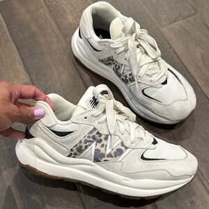 New Balance Cream and Black Leopard Print Sneakers